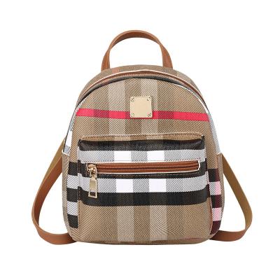 China Wholesale Cheap Price Backpack Waterproof and Low MOQ Small Plaid Backpack Shoulder Bag Student School Bag, Travel Shopping Backpack for sale