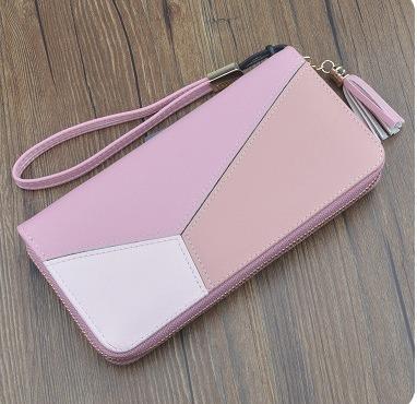 China Long Wallet Durable Custom Women Grasp Luxury Fashion Double Zipper Money Bag Purse Designer PU Leather Waterproof for sale