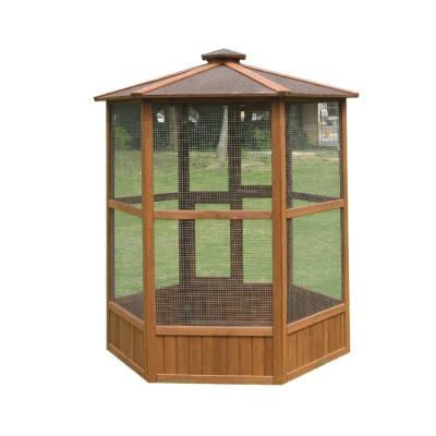 China Viable Wooden Birdcage Strong Wire Mesh Solid Wood Birdhouse for sale