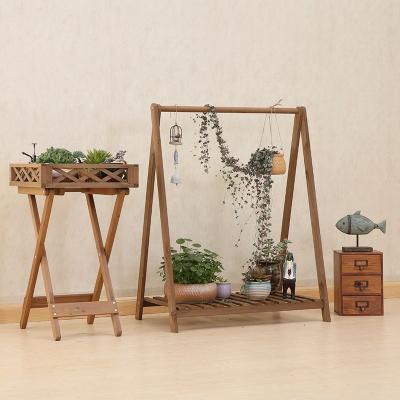 China CLASSIC Folding Wooden Flower Display Stand Table Plant Pot Rack For Garden for sale