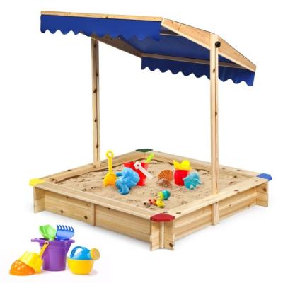 China Kids Amusement Toys Outdoor Kindergarten Playground Wooden Sandbox Sandbox With Canopy for sale