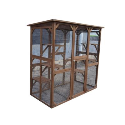 China Large Breathable Cheap Wooden Outdoor Cat Enclosure Catio Cage With Asphalt Roof for sale