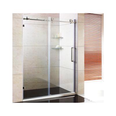 China Eco - Friendly Custom Design Frameless Shower Screen Double Roller Sliding Single Shower Door for sale