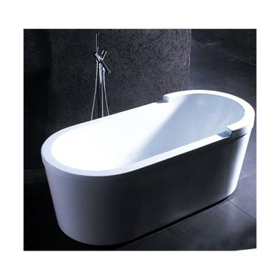 China Classic Modern White Freestanding Oval Shape Bathtub Soaking Bathtub With Chrome Toe-Tap Drain for sale