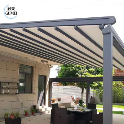 China Install Easily Operable Waterproof Retractable Awning Outdoor Pergola All Seasons Self-supporting Roof Gazebo Te koop