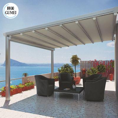 Китай 2021 In Stock Waterproof Metal Retractable Shade System Canopies With Outdoor Fabric продается