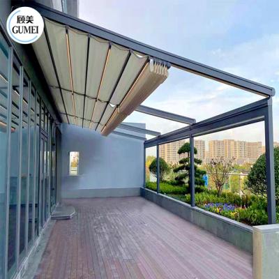 Cina OEM Power Coating Automatic Retractable Roof System Aluminium Pergola Tent Cover in vendita