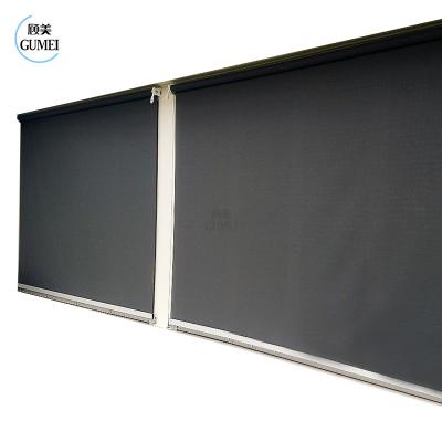 Cina Vertical Retractable Shade Aluminum Roller Blinds Wind Resistant Motorized Sunshade Curtain Roller Blind in vendita