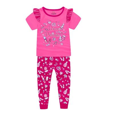 China Wholesale 3-8 Years Series Sleeve Butterfly Brand Caluby Children Breathable Short Sleeves Long Pants Girls Pajamas Girls Pajamas for sale