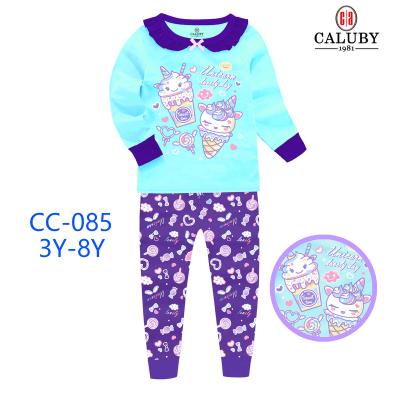 China Girls Butterfly Sleeve 3-8 Years Children's Pajamas Breathable Series Long Sleeves Caluby Brand Long Sleeves Pajamas Wholesale for sale