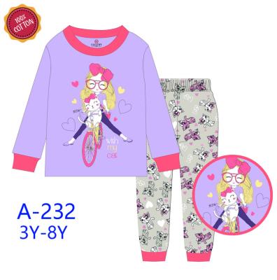 China 3-8 Years Breathable For Factory Wholesale 100% New Design Children'S Pajamas Long Sleeve Cotton Girl Children Pajamas Pants New Style for sale