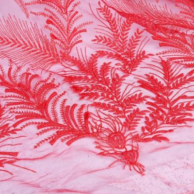 China Other special wholesale products like Red Tulle Net Sugar Glitter Embroidered Lace Fabric For Dress Making for sale