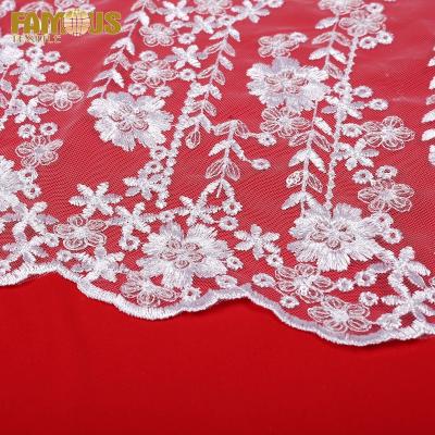 China Other Factory Price White Nigerian Embroidery Lace Fabric With Sheer Sequins By The Yard For Women Dress for sale