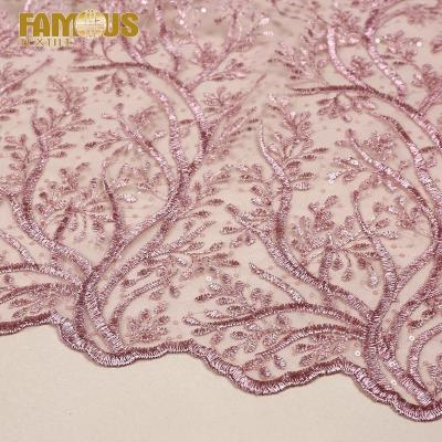 China New Arrival Breathable Product Charming Breathable Embroidered Lace Fabric With Crystal Sequins For Dress Making for sale