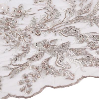 China Other New Arrival OEM Designs Bridal Embroidery Wholesale African Silver Gold Sequin Lace Fabric for sale