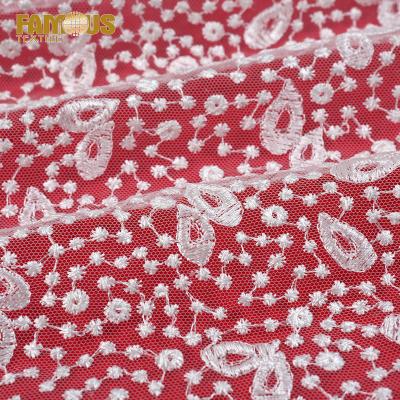 China Other wholesale luxury plain white 100% polyester kids dress embroidery lace fabric for sale