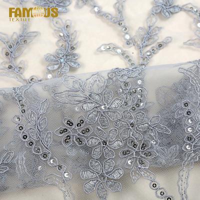 China Other 100% Polyester Luxury Lightweight Embroidery Korea Floral Mesh Cord Sequin Baby Lace Fabric for sale