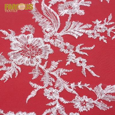 China Other Light Weight White 100% Polyester Tulle Sequin Embroidery Lace Fabric For Girls Dress Dress for sale