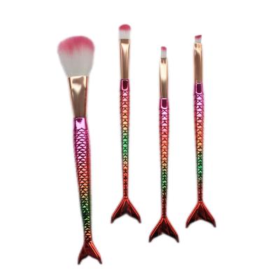 China Angular Blush Free Samples Best Selling 4 Pieces Beauty Makeup Brush Makeup Tool Fishtail Brush Set for sale