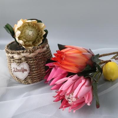 China Artificial Flower Queen Handmade Decorative Proteas Rust Rose Stem Wholesalers Decoration Wedding Supplies for sale