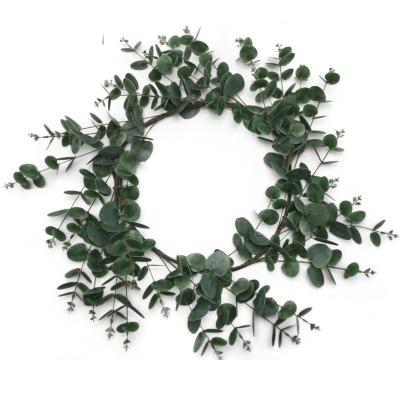 China Handmade Leaves Flower Stem Silk Plant Stems Plants Greenery Wall Decor Hanging Artificial Eucalyptus Garland for sale