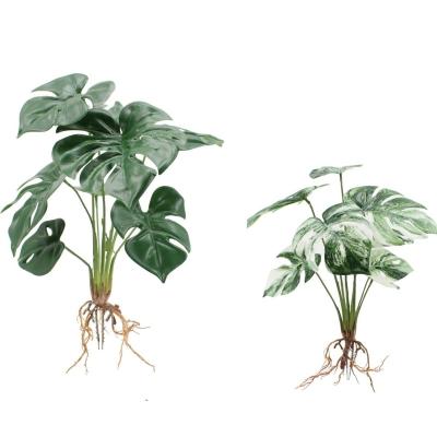 China Large Monstera Bush Handmade Faux Foliage Decoration Real Leaf Greenery Touch Silk Stems Artificial Plastic Turtle Leaves for sale