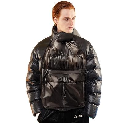 China 2020 Newest Custom Logo Waterproof Jacket Men's Shiny Anorak OEM Winter Stripper Jacket for sale