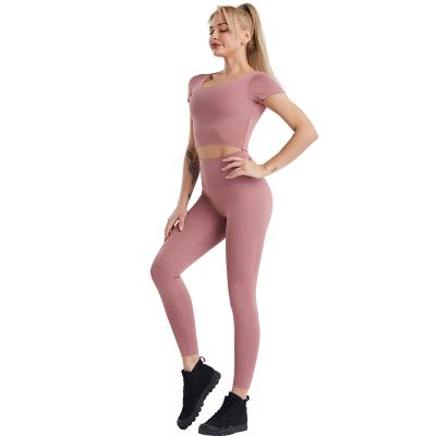 China Breathable Seamless Yoga Tracksuit Gym Sports Yoga Leggings Running Sets Fitness Sport Wear for sale