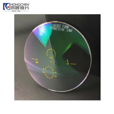 China Progressive 1.56 Progressive Green HMC Freeform Glass Photochromic Prescription Lenses for sale