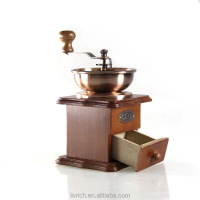 China Car Livrich Amazon Hot Selling Manual Coffee Grinder Coffee Mill Grinder Coffee Bean Vintage Antique Wooden Hand Grinder for sale