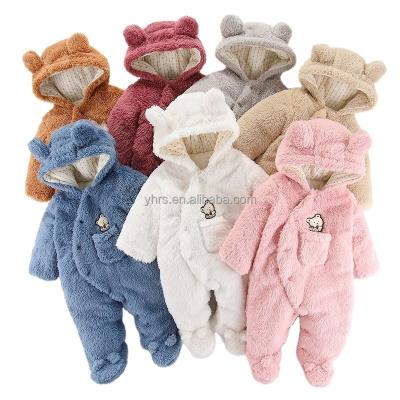 China Wholesale Cotton Hooded Baby Boy Winter Rompers 2021 Onesie Newborn Baby Clothes Rompers for sale