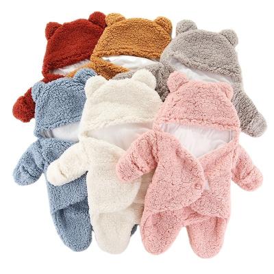 China Breathable Fleece Hooded Plush Winter Stroller Covering Baby Sleeping Bag Newborn Organic Sleep Sack With Sleeves for sale