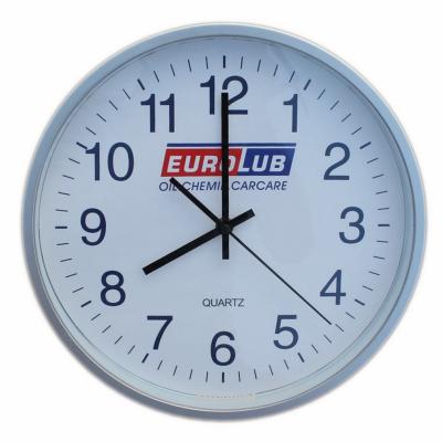 China Customized CLASSIC Branded 30CM 12 Inch Quartz Round Plastic Promotional Wall Clock for sale