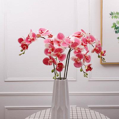 China Wholesale artificial flower wedding home decoration supplier for potted orchid home artificial flower phalaenopsis decor plant for sale