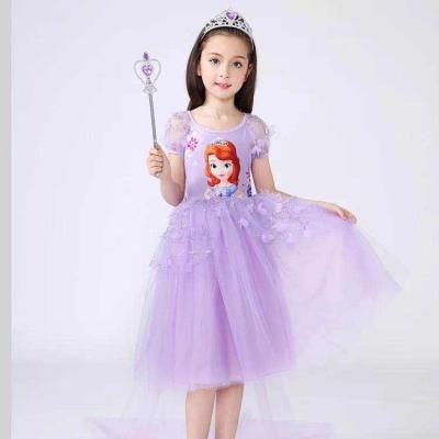 China Breathable Cartoon Kids Princess Wholesale Girls Casual Dresses Party Knee Length Dress for sale