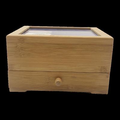 China Handmade Custom Luxury Multifunctional Bamboo Box Drawer Collection Box Photo Frame Function Sliding Lid for sale