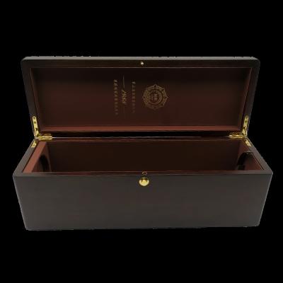 China Handmade Wholesale Black Lacquer Glass Bottle Red Wine Wooden Box Single PU Leather Insert for sale