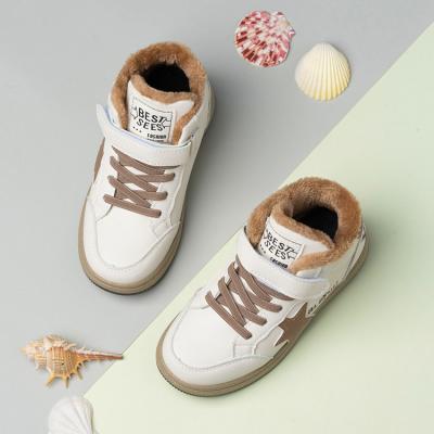 China Durable New Arrival Brown Sports Shoes Plush Sneakers Kids Warm Shoes For Winter 2021 for sale