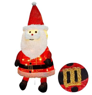 China Hot Sale White Christmas Santa Decora 27.5 Inch Folding 48 LED Lighted Santa Ornaments With Clear Lights Plug-in Foldable Pattern for sale