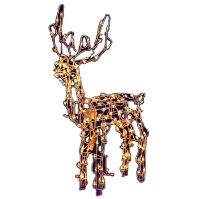 China Hot Selling 48in Size Christmas White Wire Sight Light Animated Display Buck Doe Christmas Reindeer Set for sale