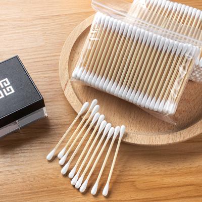 China sitck+cotton head bamboo FREE SAMPLES 200 Pcs Eco-Friendly Double Round Head Bamboo Cotton Bud Swabs for sale