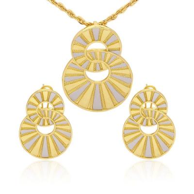 China FASHIONABLE Wholesale Custom Luxury Bridal Jewelry Sets Necklace Earrings 18k Gold Plated Dubai Gold Plated Jewelry Set for sale