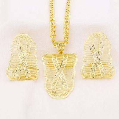 China Fashionable wholesale custom made luxury bridal jewelry necklace and earrings sets african gold women jewelry set for sale