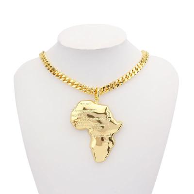 China TRENDY 14k Gold Plated African Fashion Map Jewelry For Women With Gift High Quality 18k Gold Fashion Pendant Necklace for sale