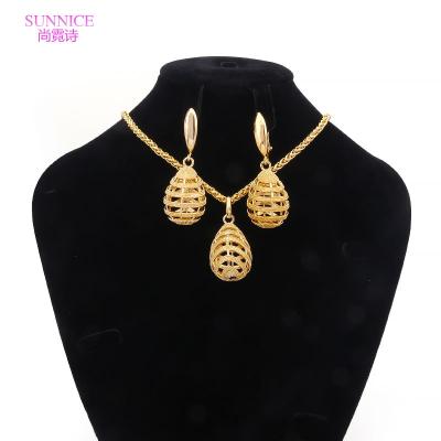 China New TRENDY Fashion Jewelry Sets, Gold Plated Wedding Waterdrop Design Necklace Jewelry Set Beautiful Gold Earrings Pendant Women 18k for sale