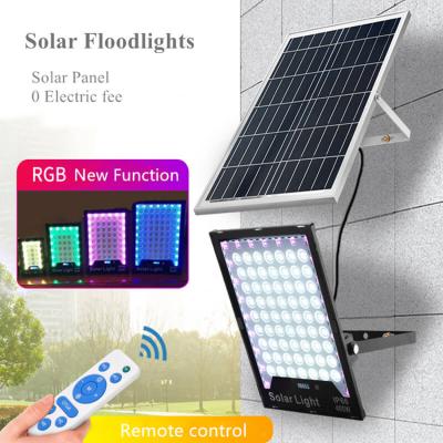 China Road Led Garden Lights IP65 60w 100w 200w 300w 400w RGBW Outdoor Colorful Solar Led Flood Light for sale