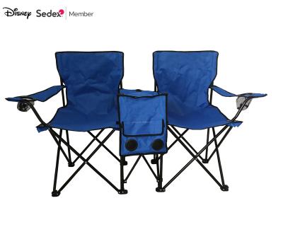 China Fishing Double Folding Chair Camping Beach Chair With Table Cooler And Speaker for sale