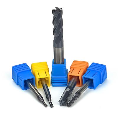 China Hrc45 Hrc50 Hrc55 Solid Flat End Mill 4 Flute Square End Mill High Performance Carbide CNC Flat Milling Cutter for sale