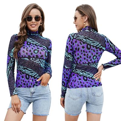 China Anti-wrinkle autumn new women's mid-neck long-sleeved T-shirt, foreign trade was slim, thin stretch bottoming shirt, wear tops indoors and outsi for sale