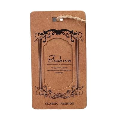 China Viable Wholesale Fashion Name Logo Cardboard Kraft Paper High Quality Printed Hang Tag For Fabric for sale